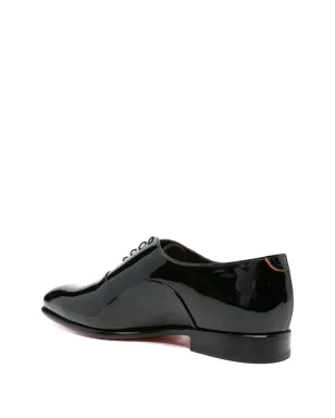 Santoni パテントレザー紐付きオックスフォードシューズ ブラック - サムネイル3