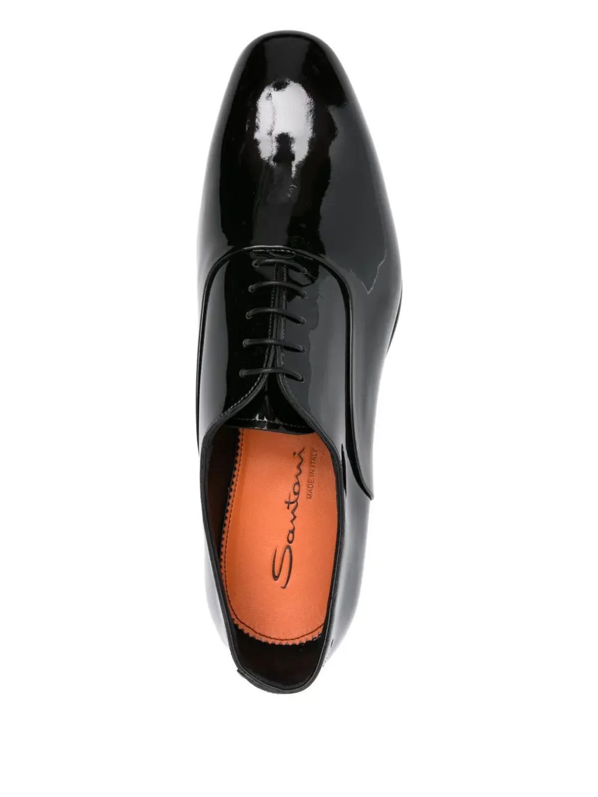 Santoni パテントレザー紐付きオックスフォードシューズ ブラック - 画像4