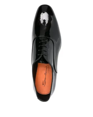 Santoni パテントレザー紐付きオックスフォードシューズ ブラック - サムネイル4