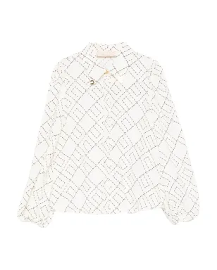 Elisabetta Franchi La Mia Bambina 幾何学プリント風船袖ブラウス - サムネイル1