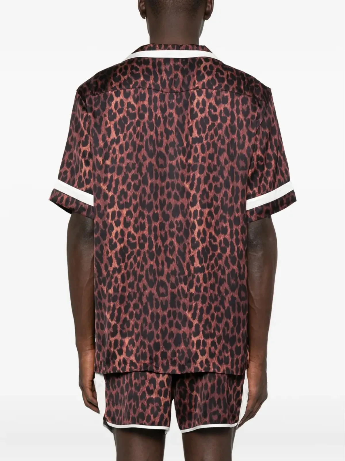 BLUE SKY INN leopard-print revere-collar shirt - Black - 画像4