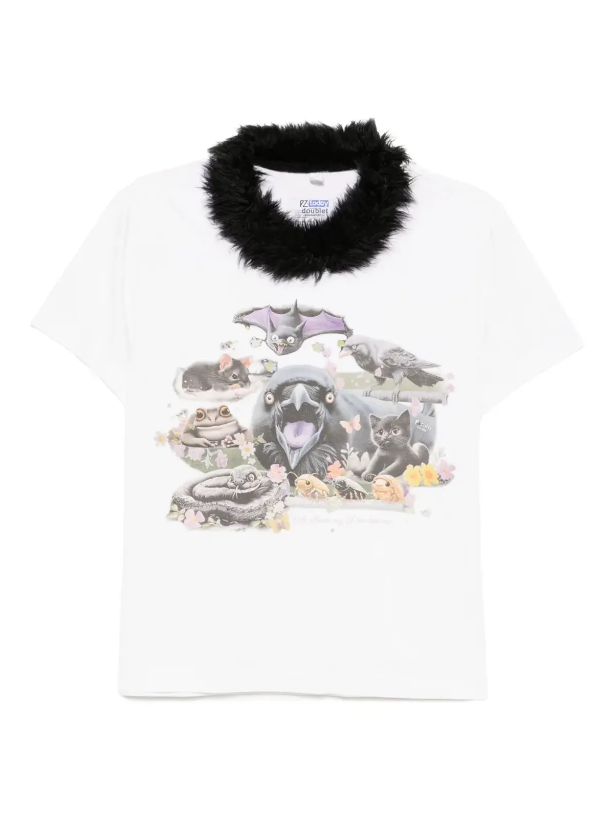 Doublet ファー付きカラーTシャツ - 画像1
