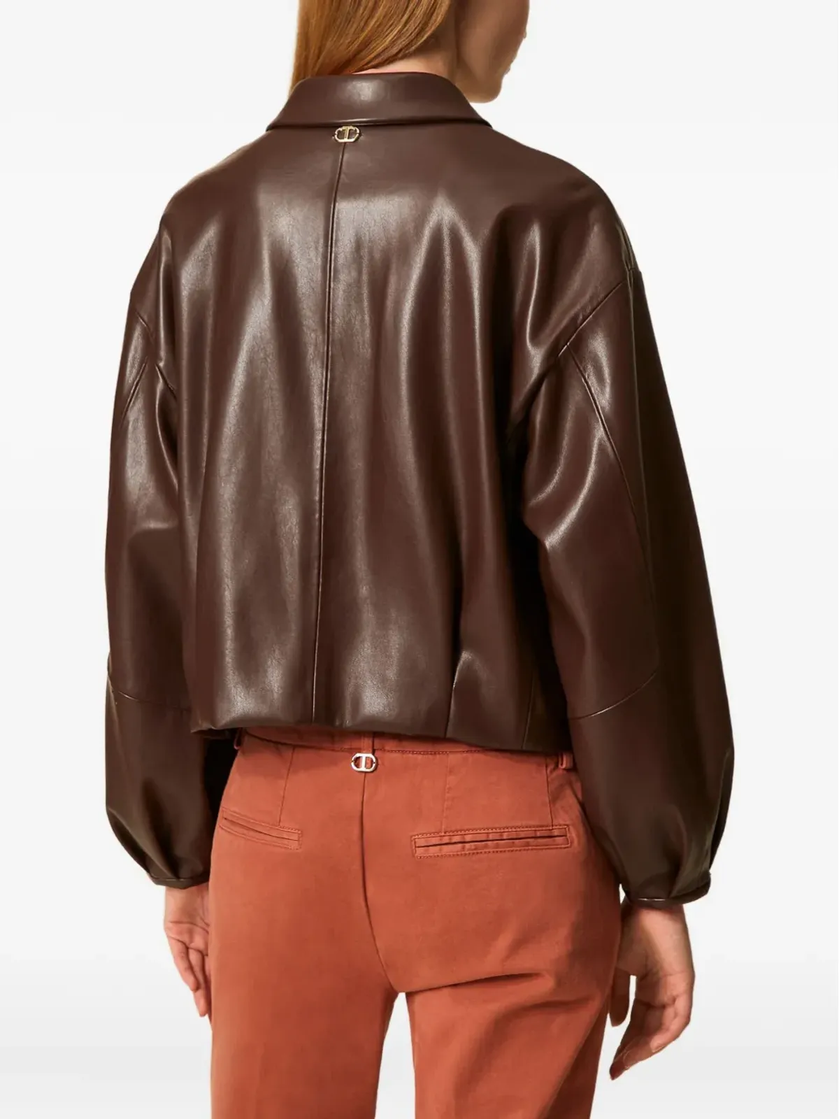 TWINSET シャツカラーのフェイクレザー・ボンバー ジャケット - 画像3