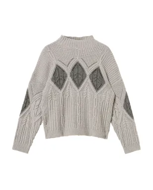 TWINSET グレー ケーブルニット・インターシャ ジャンパー - サムネイル1