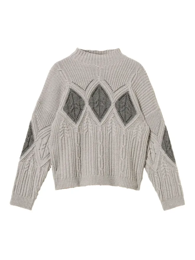 TWINSET TWINSET グレー ケーブルニット・インターシャ ジャンパーの商品画像