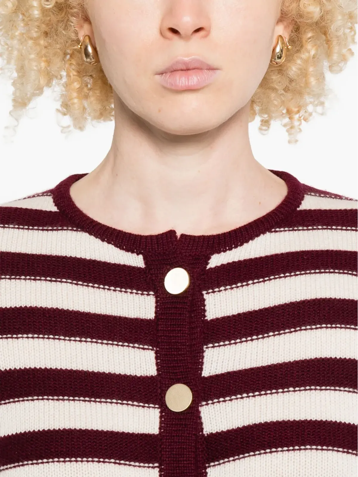 Allude ストライプボタン付きカーディガン - 画像5