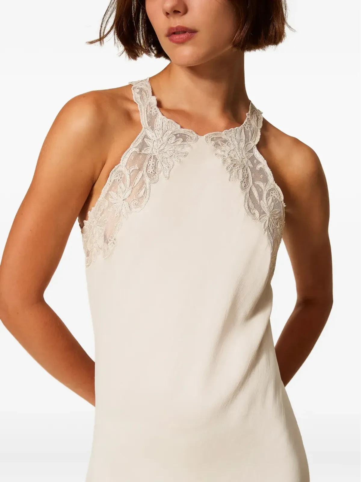 TWINSET レース装飾付きサテンワンピース - White - 画像5