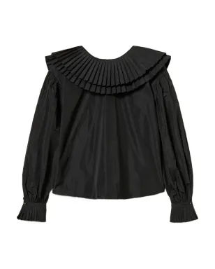 TWINSET ブラックのフリル付きタフタシャツ - サムネイル1
