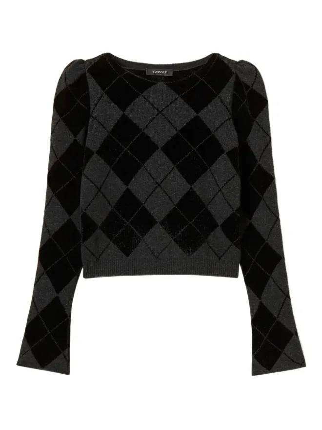 TWINSET TWINSET パフスリーブ ダイヤモンド柄 セーターの商品画像