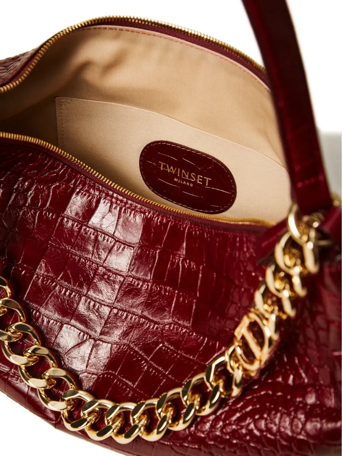 TWINSET Liliane crocodile-effect chain shoulder bag - Red - 画像3