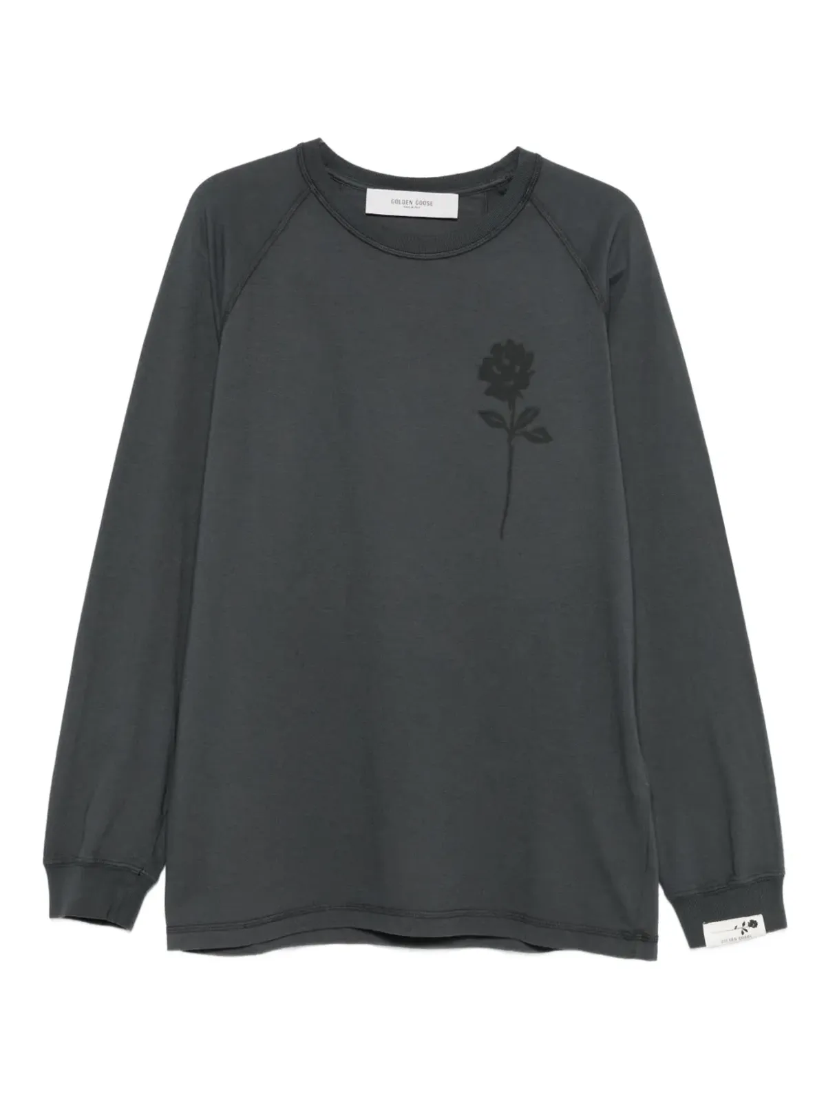 Golden Goose ローズプリント ラグラン Tシャツ - グレー - 画像1