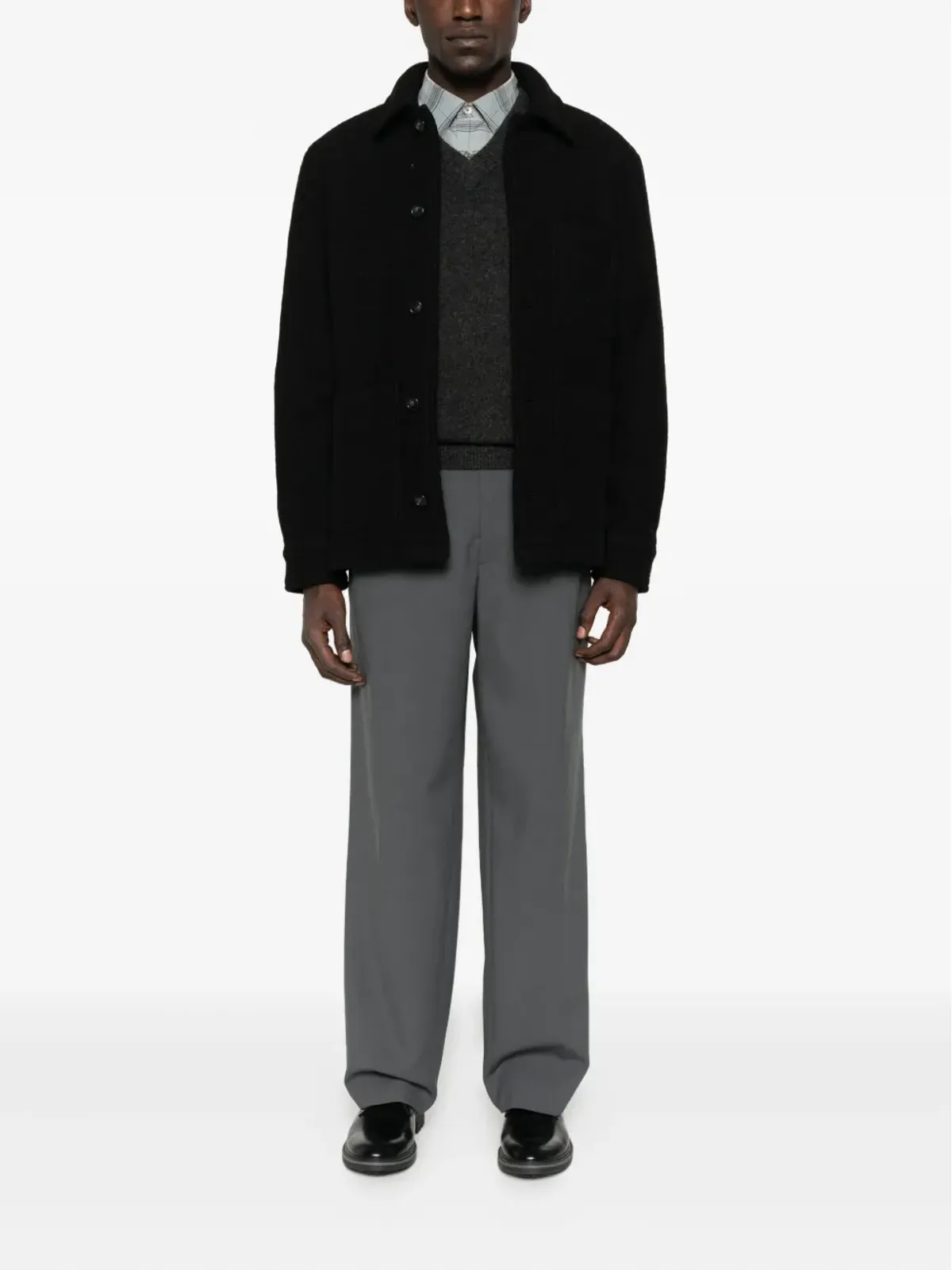 A.P.C. Vネック ウールセーター グレー - 画像2