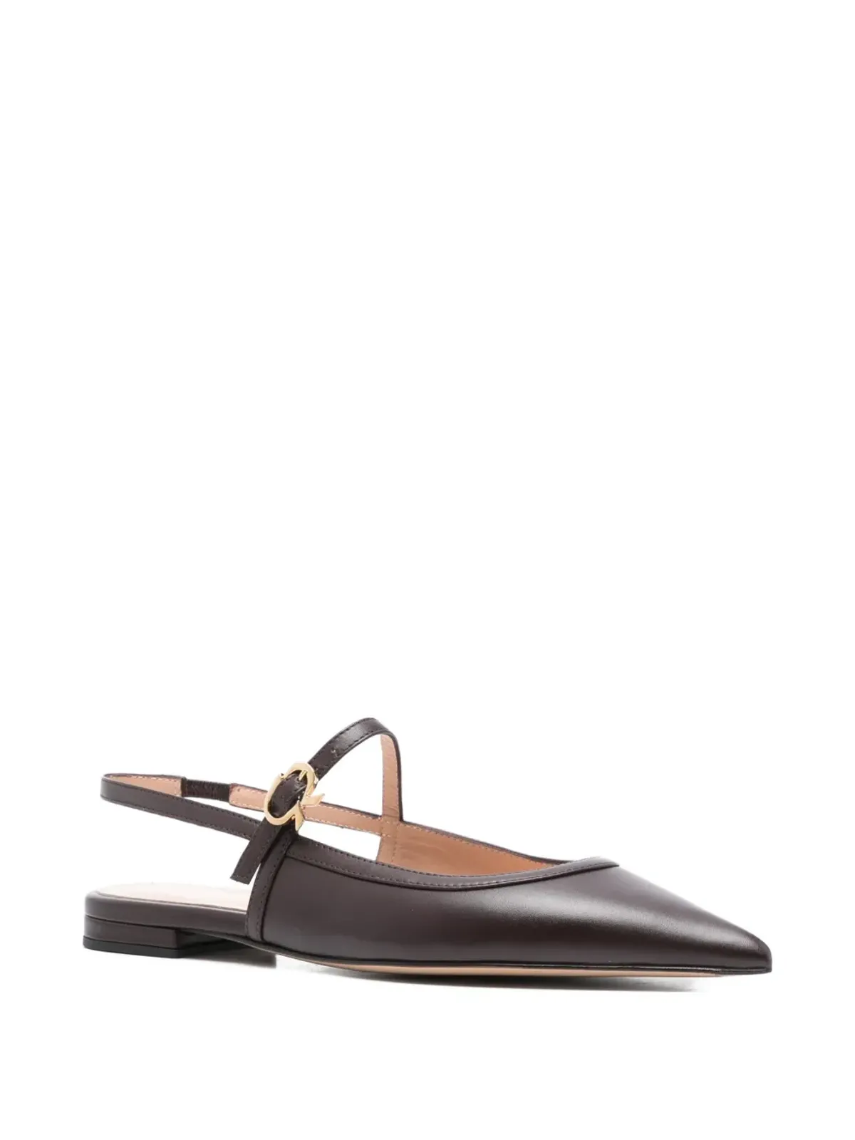 Gianvito Rossi バックルストラップ ポインテッドトゥ フラットシューズ - 画像2