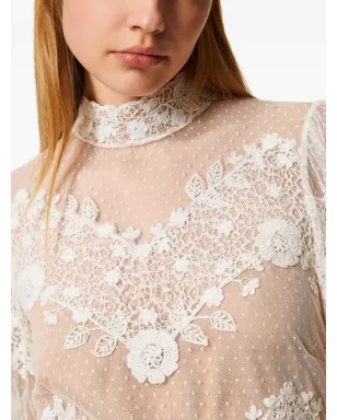 TWINSET 花柄レース チュール ミニドレス - White - サムネイル5