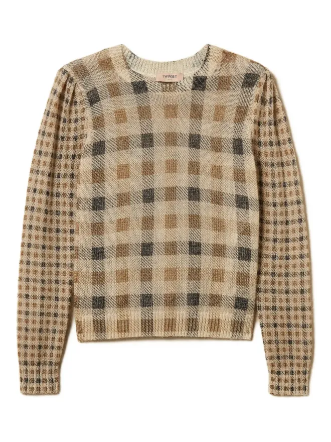 TWINSET TWINSET パフスリーブ チェック柄セーターの商品画像