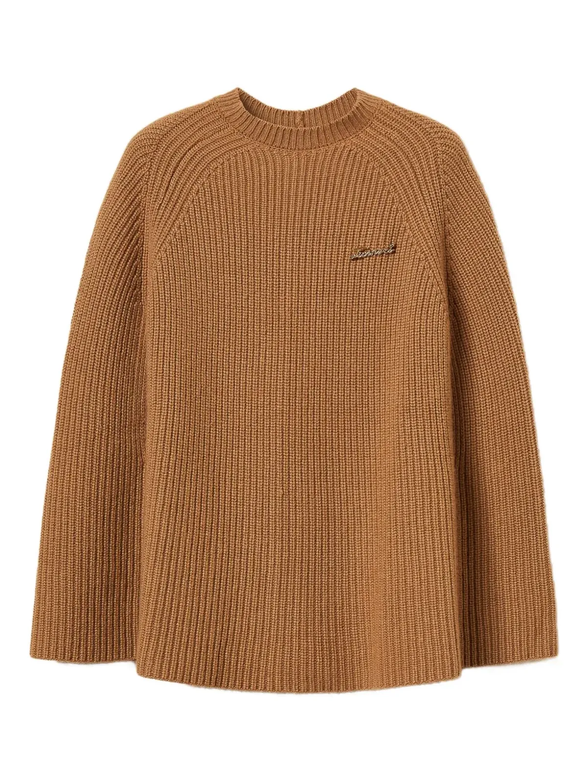 TWINSET リブ編み ジュエル付きケープ ブラウン - 画像1