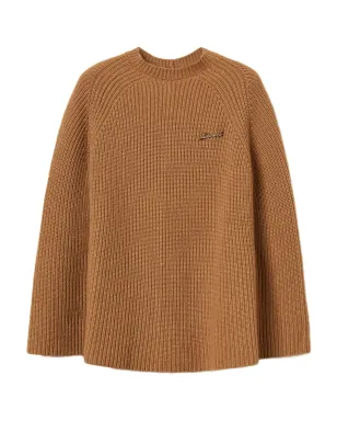 TWINSET リブ編み ジュエル付きケープ ブラウン - サムネイル1