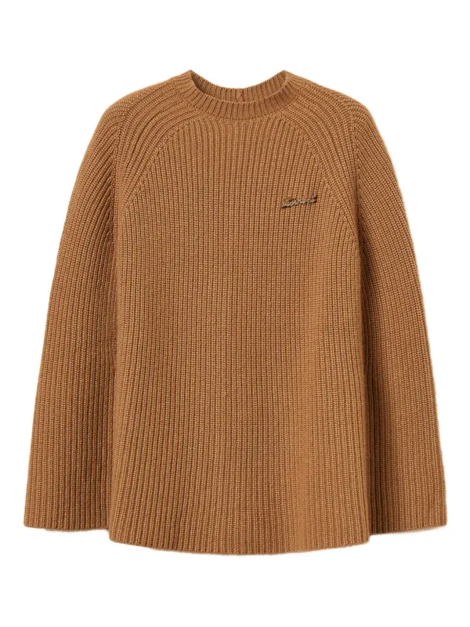 TWINSET TWINSET リブ編み ジュエル付きケープ ブラウンの商品画像