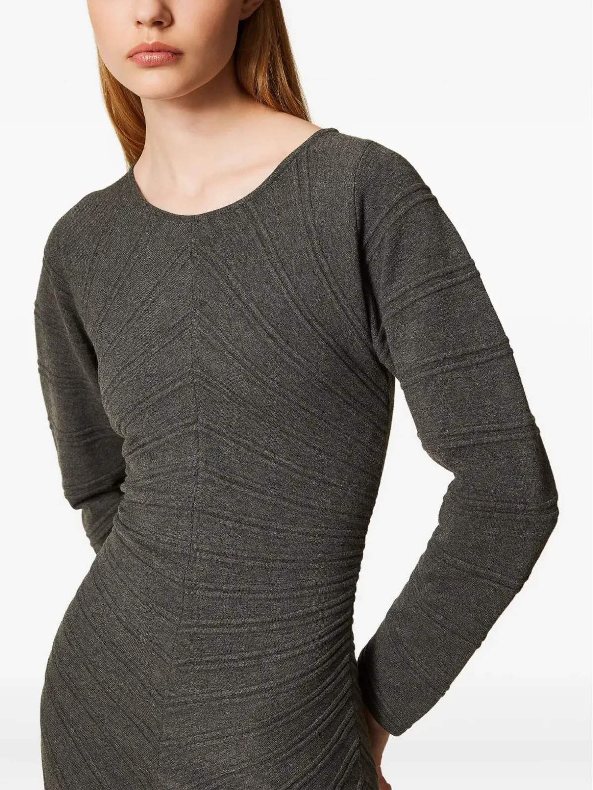 TWINSET ステッチ柄ニットワンピース - グレー - 画像4