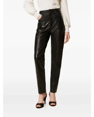 TWINSET ステッチディテール レザーパンツ - ブラック - サムネイル3