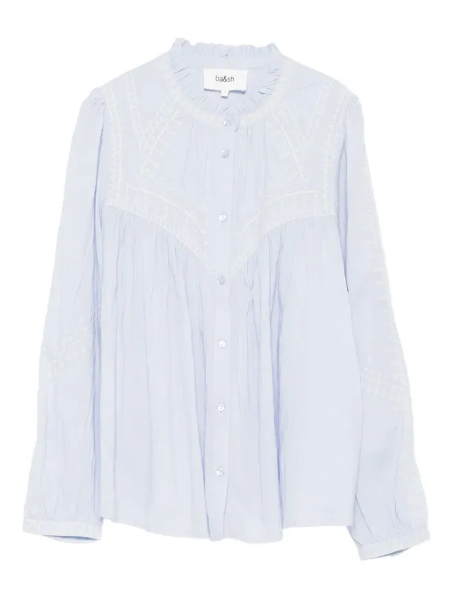 ba&sh Ba&Sh Jaky embroidered ruffled blouse - Blueの商品画像