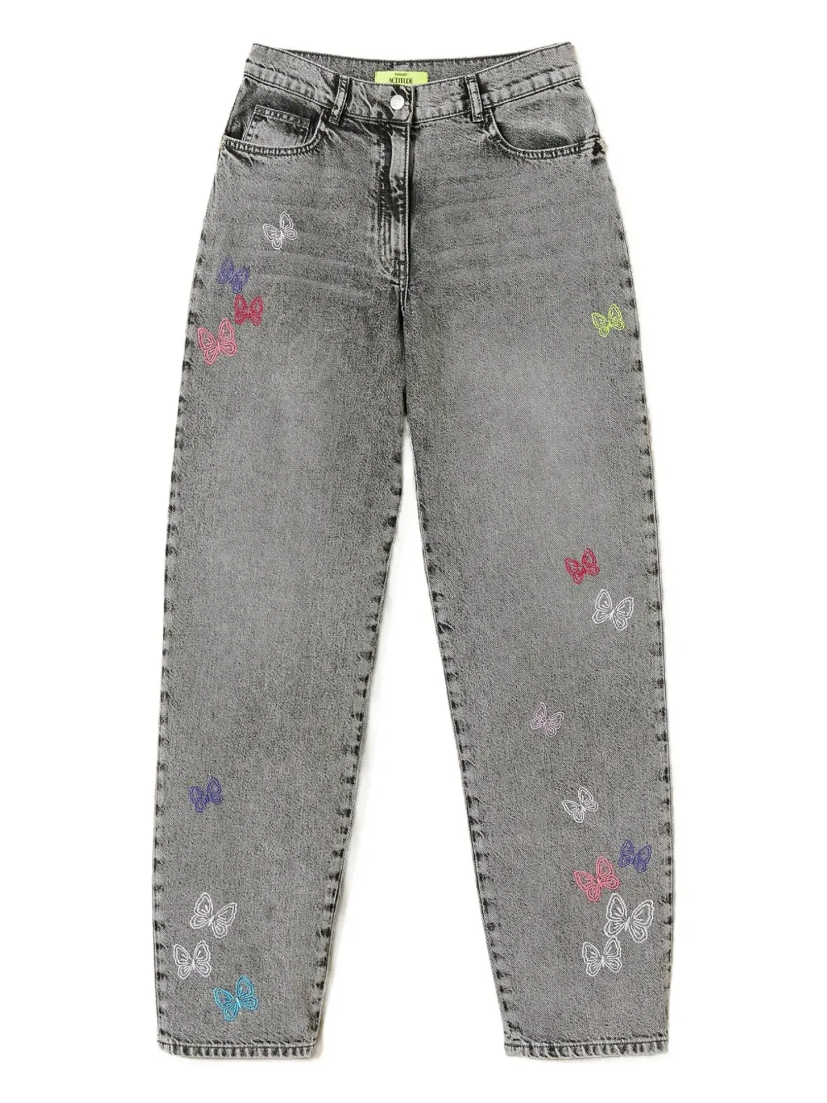 TWINSET Myfo 刺繍入り バレルジーンズ グレー - 画像1
