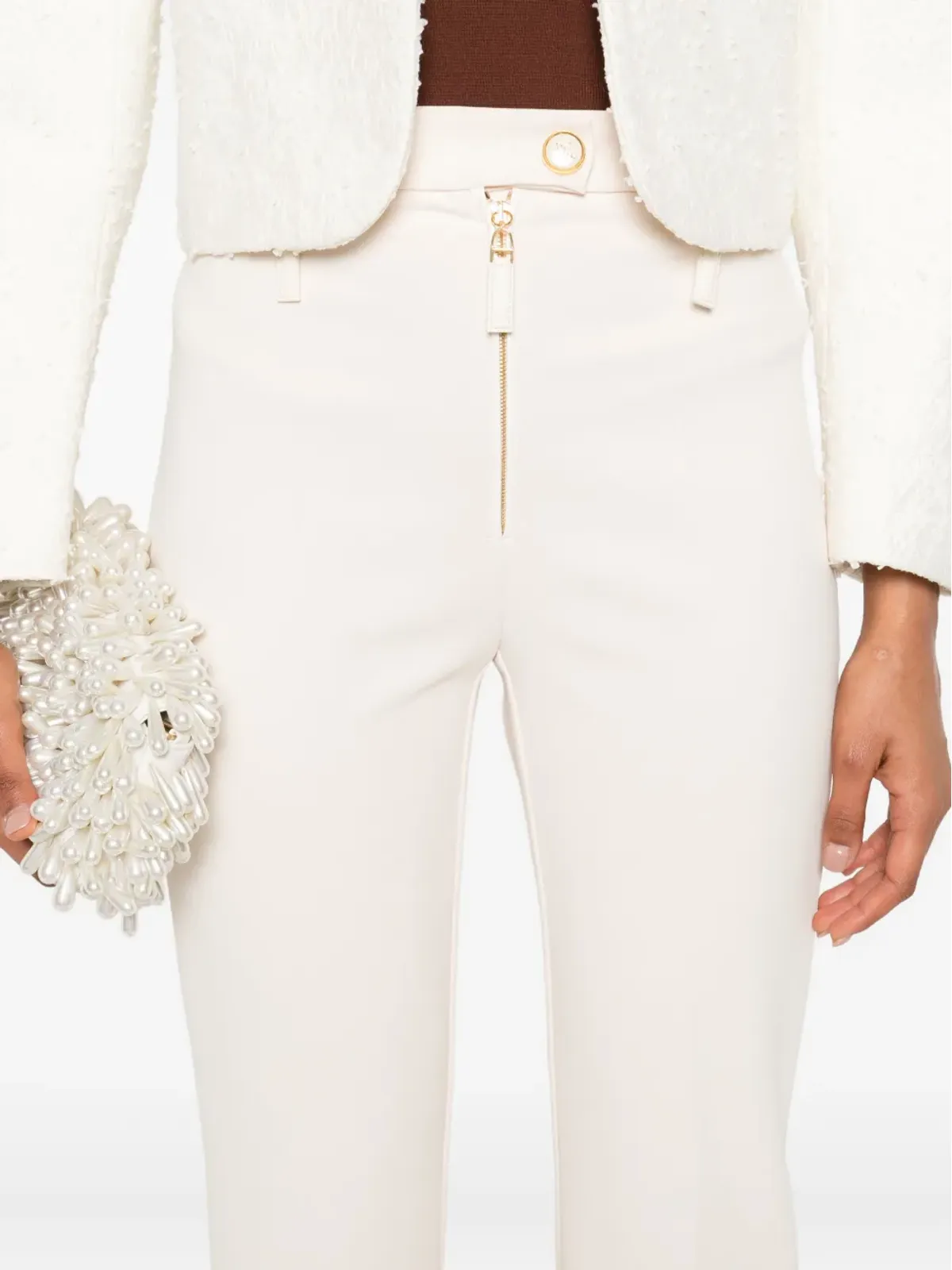 Elisabetta Franchi ジップディテーリング・ストレートパンツ - 画像5