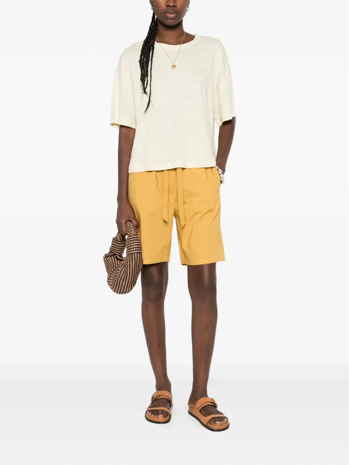 Marc O'Polo クルーネックリネンTシャツ イエロー - 画像2