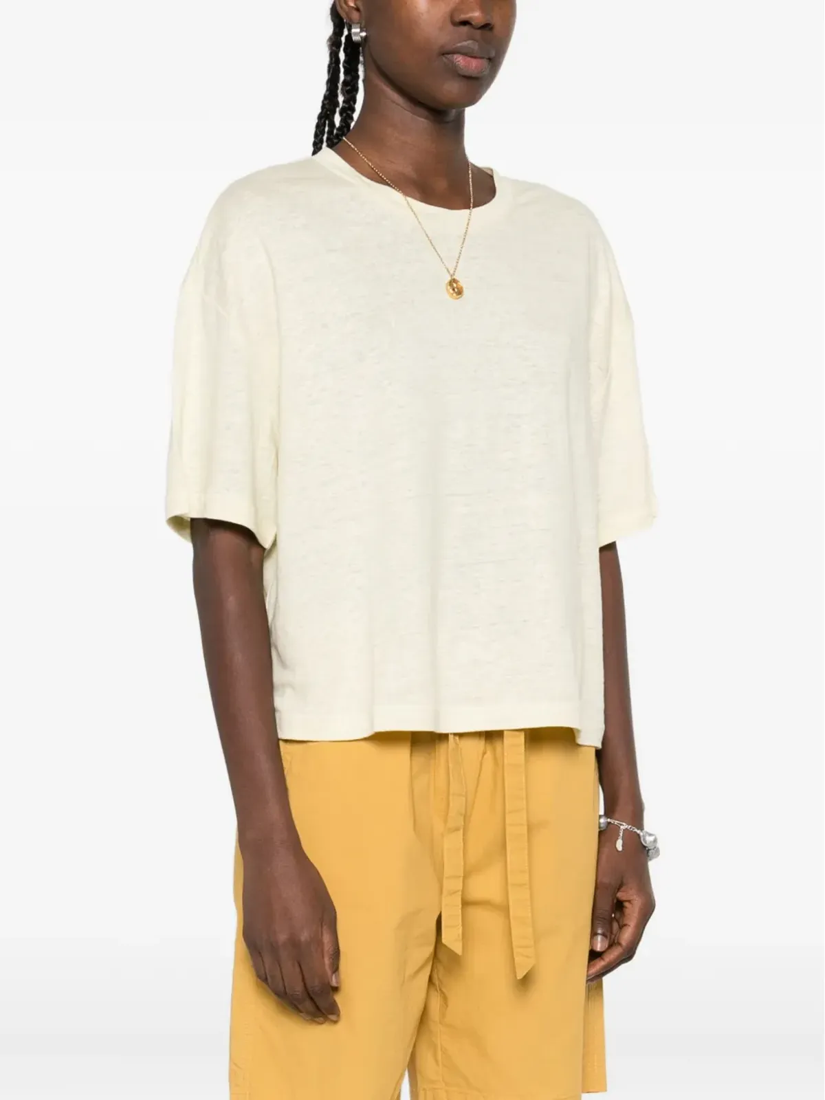 Marc O'Polo クルーネックリネンTシャツ イエロー - 画像3