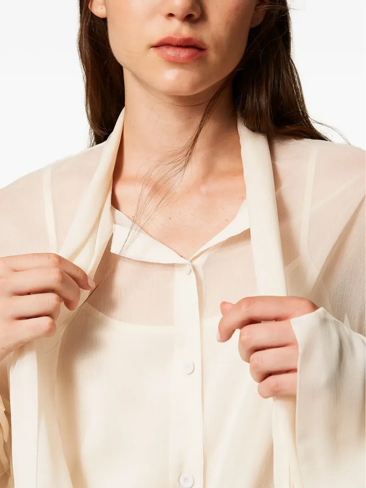TWINSET ネックタイ付き長袖シャツ - White - 画像4