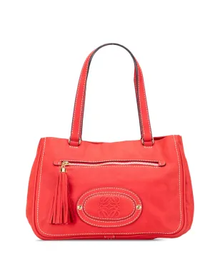 Loewe ビンテージ 2008 ヌバック アナグラム マドリード フリンジ ショルダーバッグ - レッド - サムネイル1