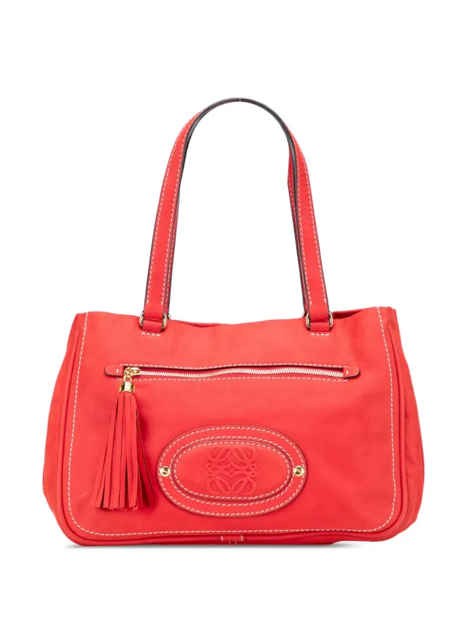 Loewe Pre-Owned Loewe ビンテージ 2008 ヌバック アナグラム マドリード フリンジ ショルダーバッグ - レッドの商品画像