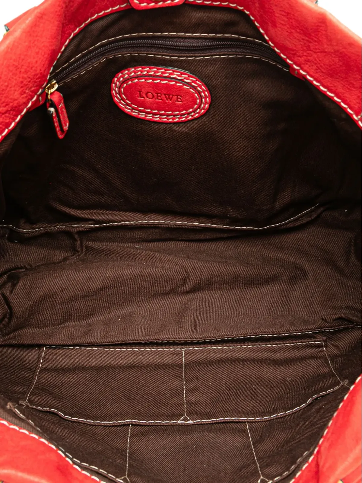 Loewe ビンテージ 2008 ヌバック アナグラム マドリード フリンジ ショルダーバッグ - レッド - 画像5