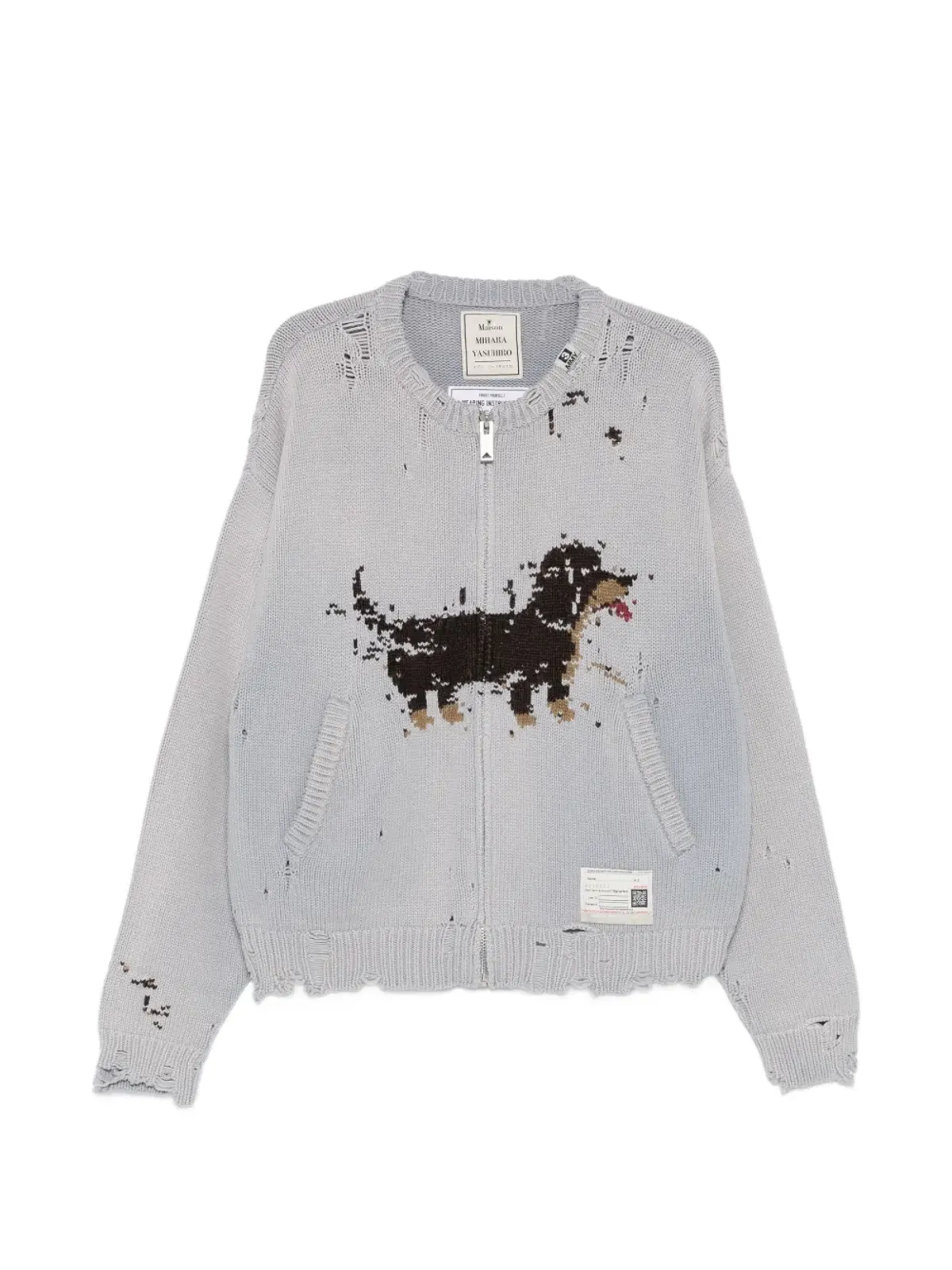Maison MIHARA YASUHIRO ジャカード distressed ニットカーディガン - 画像1