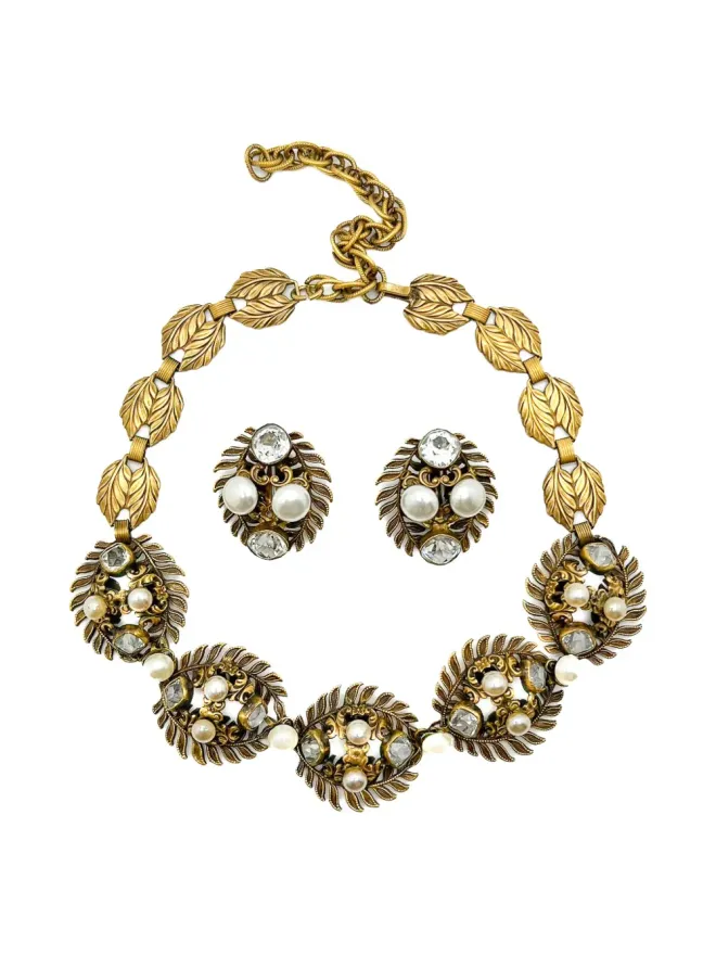 Jennifer Gibson Jewellery Jennifer Gibson Jewellery 1940年代 Joseff of Hollywood Pearl & Paste Demi Parure ネックレスとイヤリングの商品画像