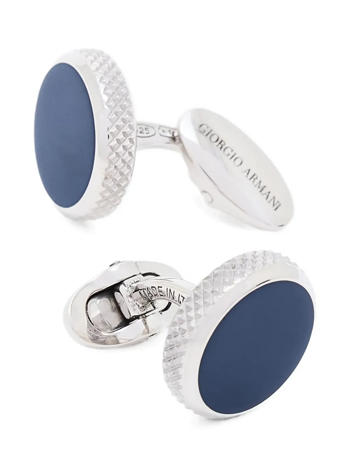 Giorgio Armani 円形ファセット カフリンクス - シルバー - 画像3