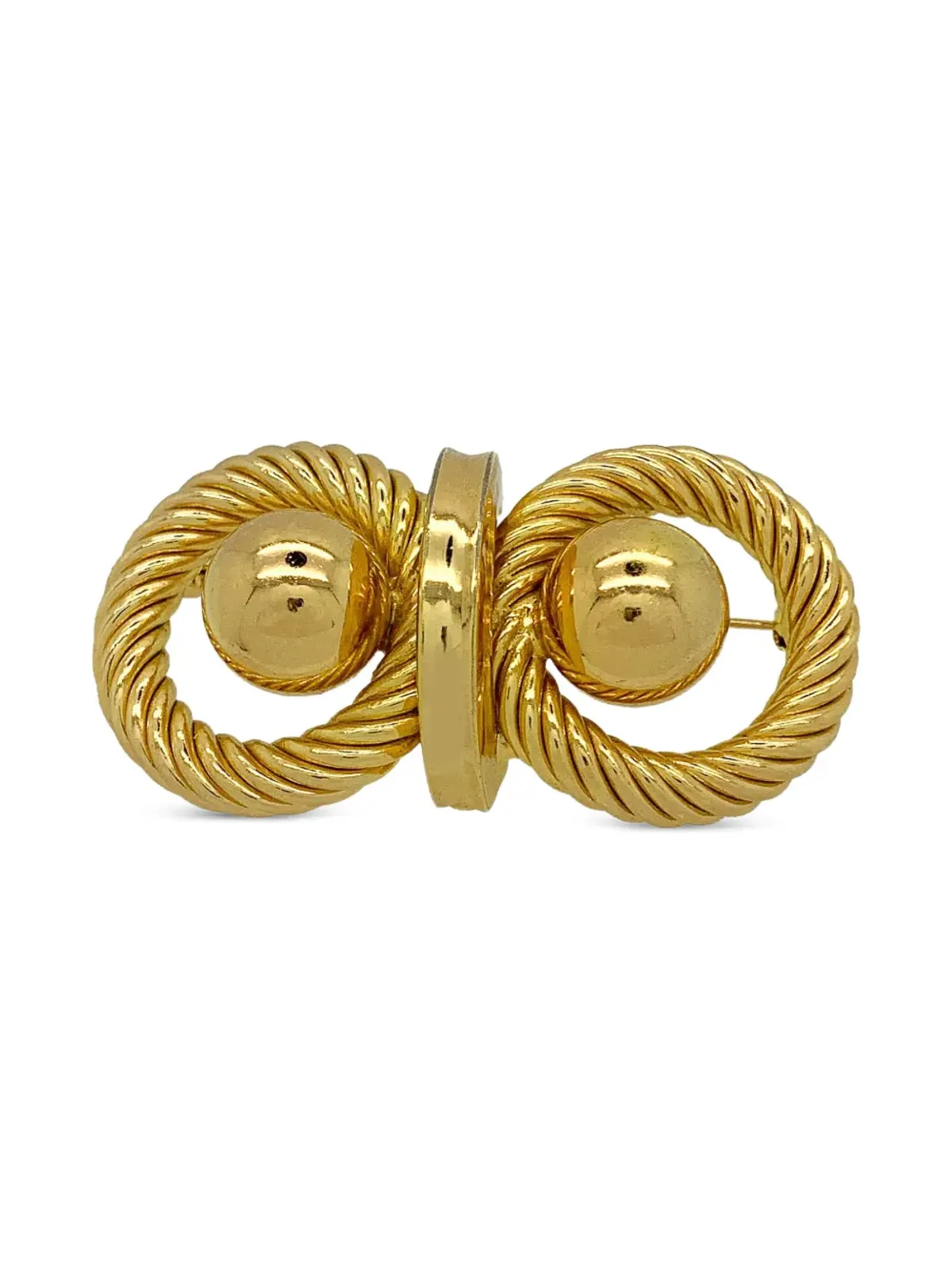 Christian Dior Pre-Owned 1970s rope-design ball brooch（ゴールド） - 画像1
