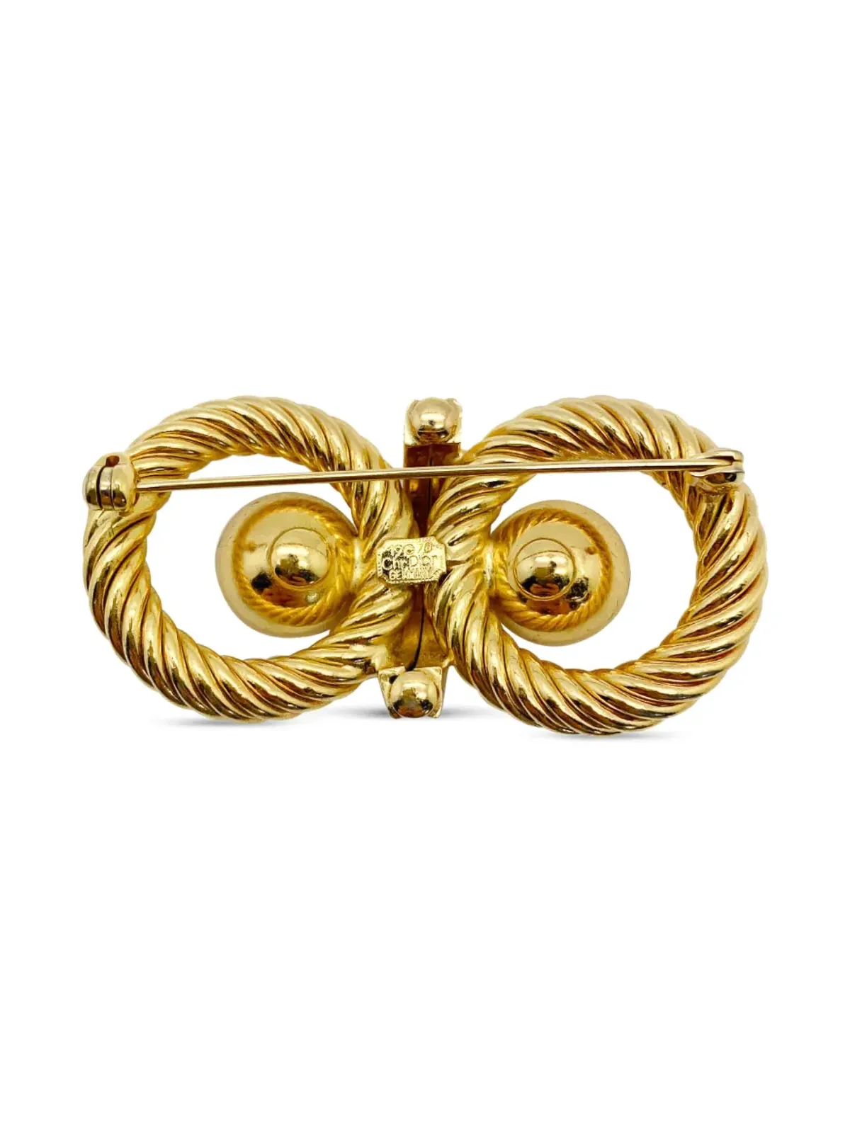 Christian Dior Pre-Owned 1970s rope-design ball brooch（ゴールド） - 画像2