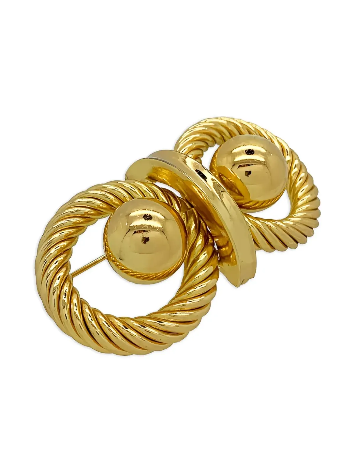 Christian Dior Pre-Owned 1970s rope-design ball brooch（ゴールド） - 画像3