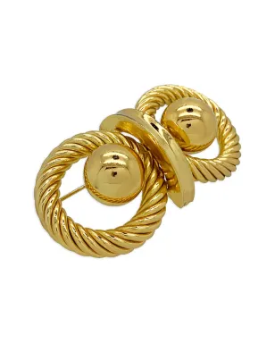 Christian Dior Pre-Owned 1970s rope-design ball brooch（ゴールド） - サムネイル3