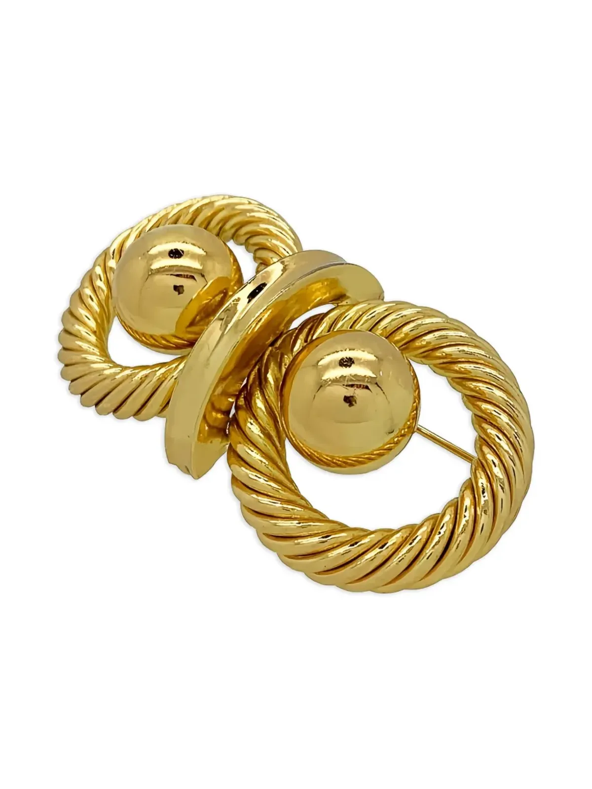 Christian Dior Pre-Owned 1970s rope-design ball brooch（ゴールド） - 画像4