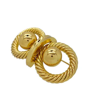 Christian Dior Pre-Owned 1970s rope-design ball brooch（ゴールド） - サムネイル4