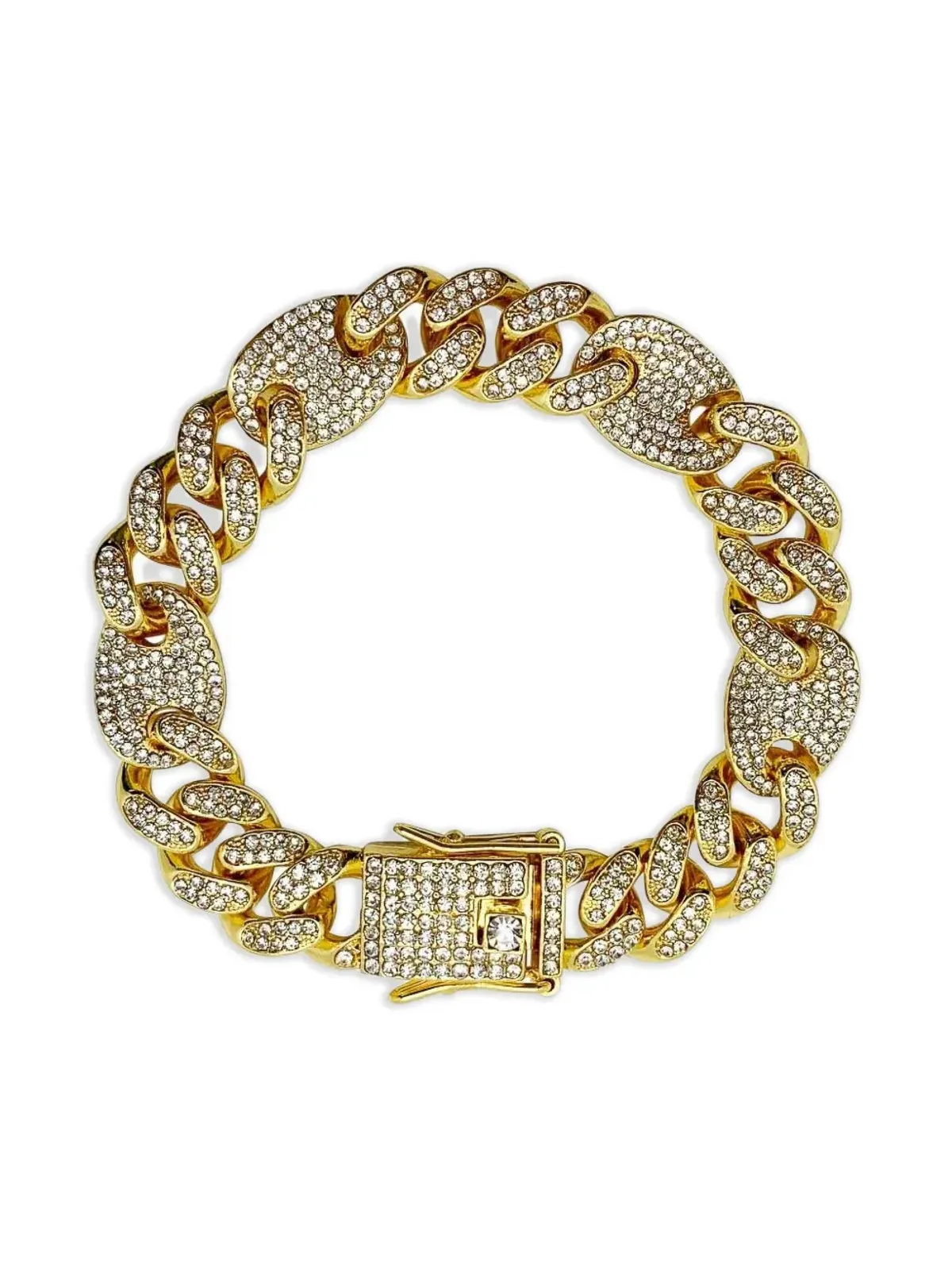 Jennifer Gibson Jewellery 2000年代 クリスタル装飾付きチェーンブレスレット - ゴールド - 画像1