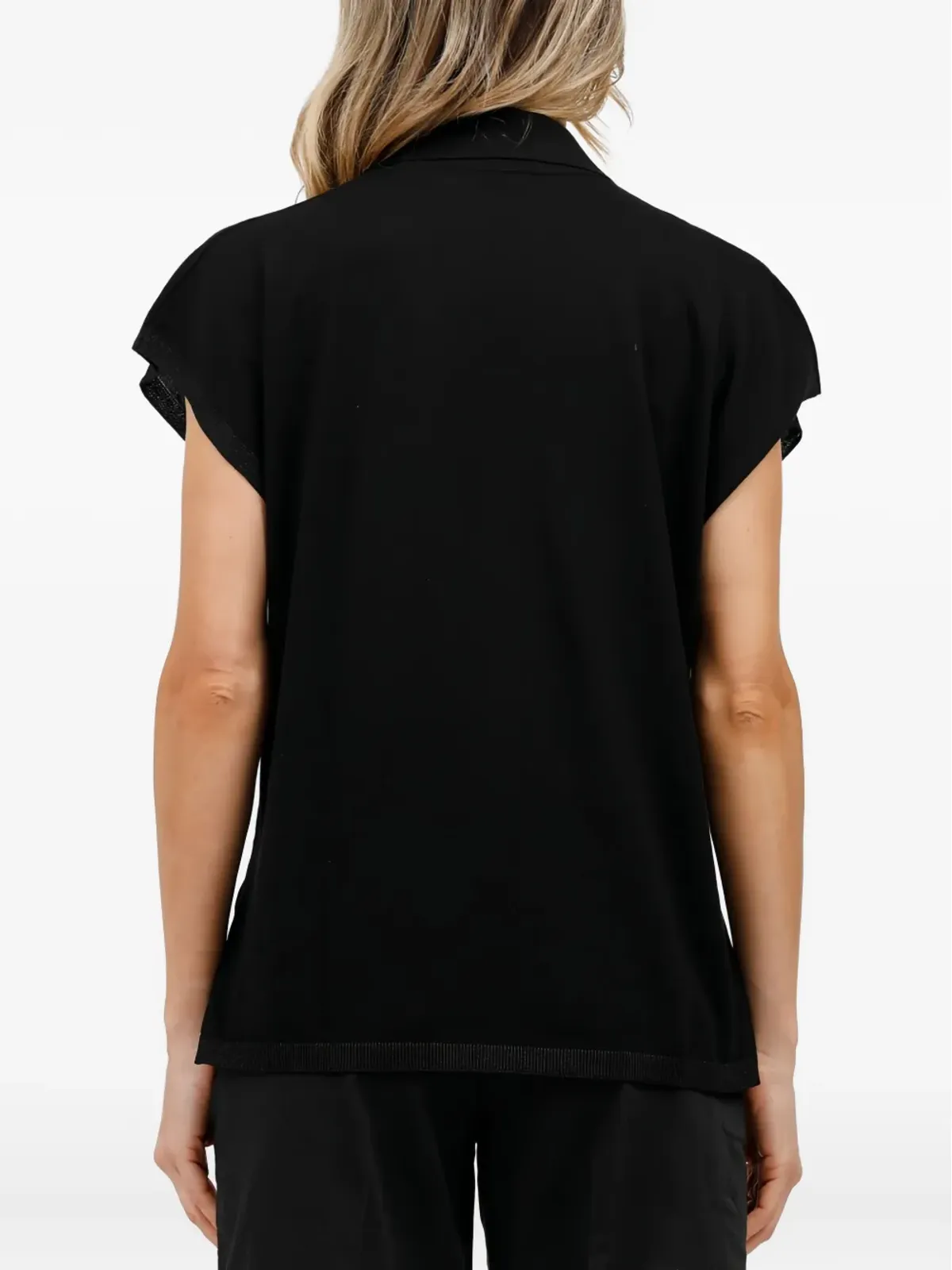 Gran Sasso V-neck short-sleeve knit top - Black - 画像3