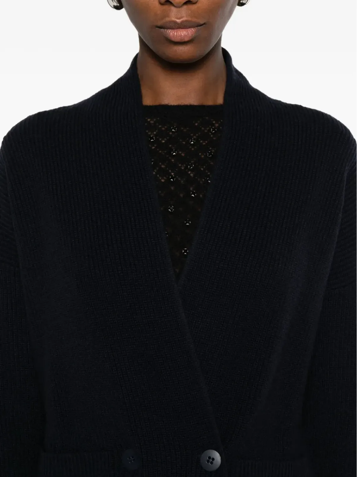 Max Mara ダブルブレストリブ編みカーディガン - 画像5