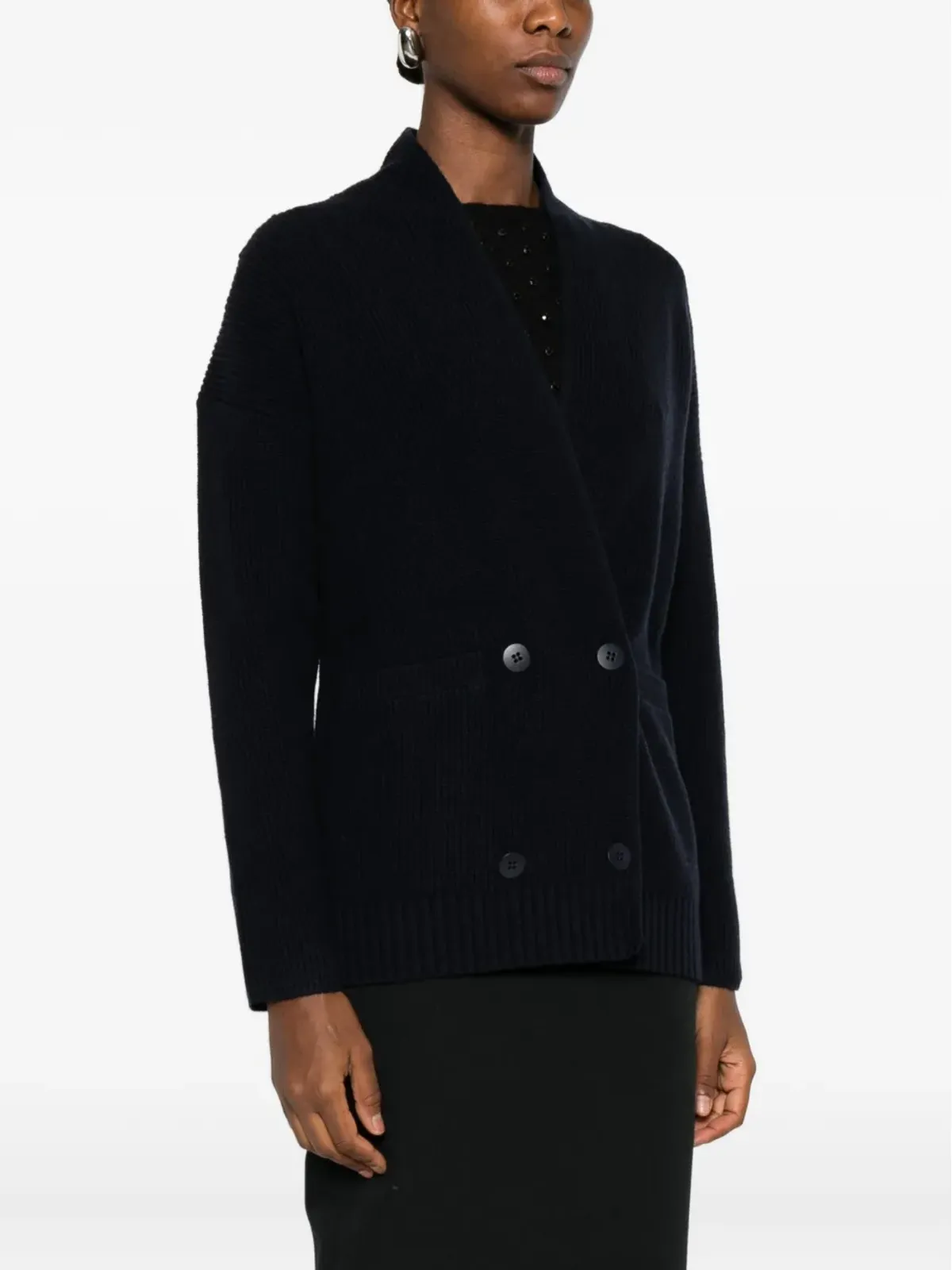 Max Mara ダブルブレストリブ編みカーディガン - 画像3