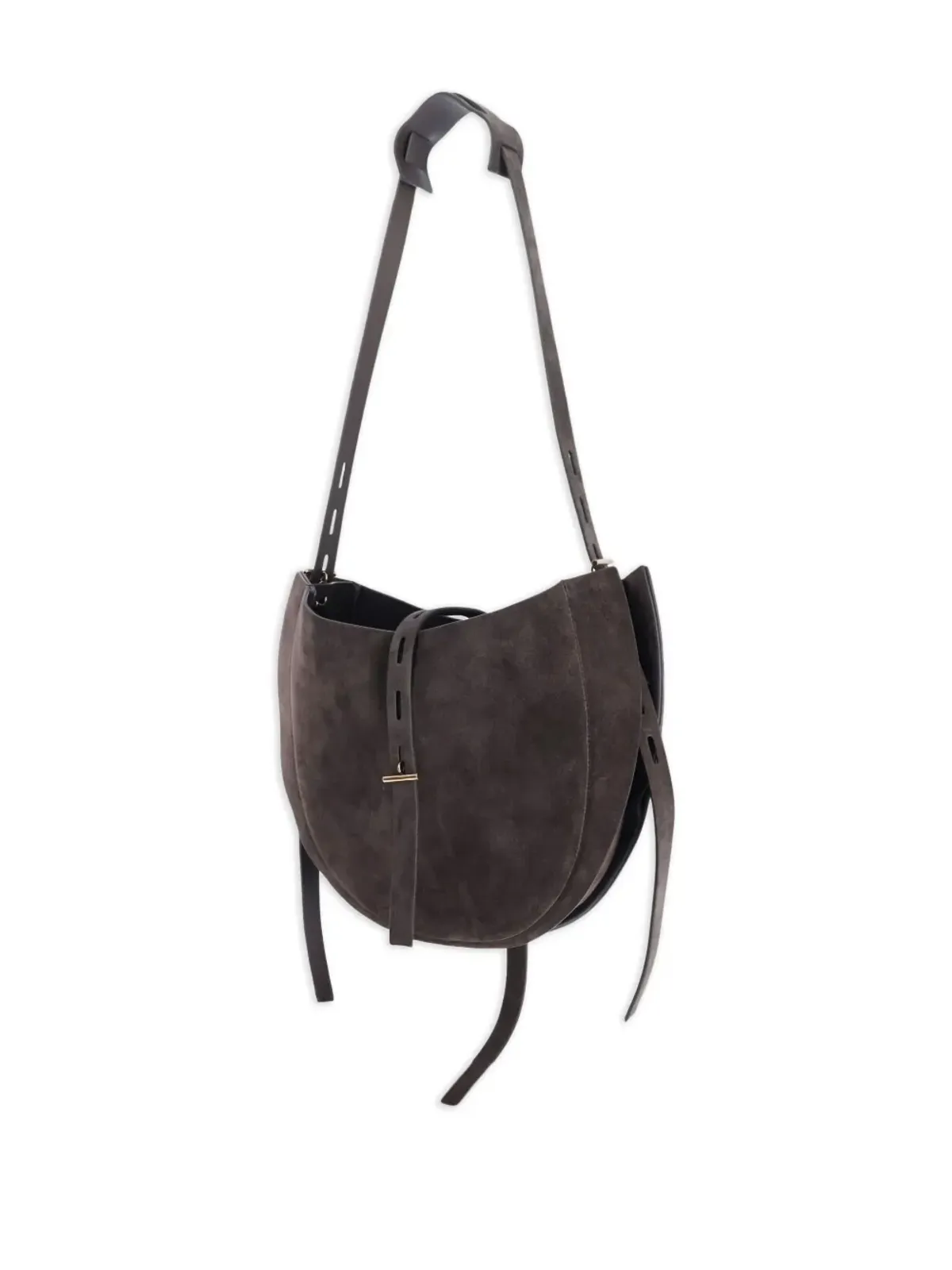 MINOBOSSI クレセント型スエードショルダーバッグ - ブラウン - 画像3