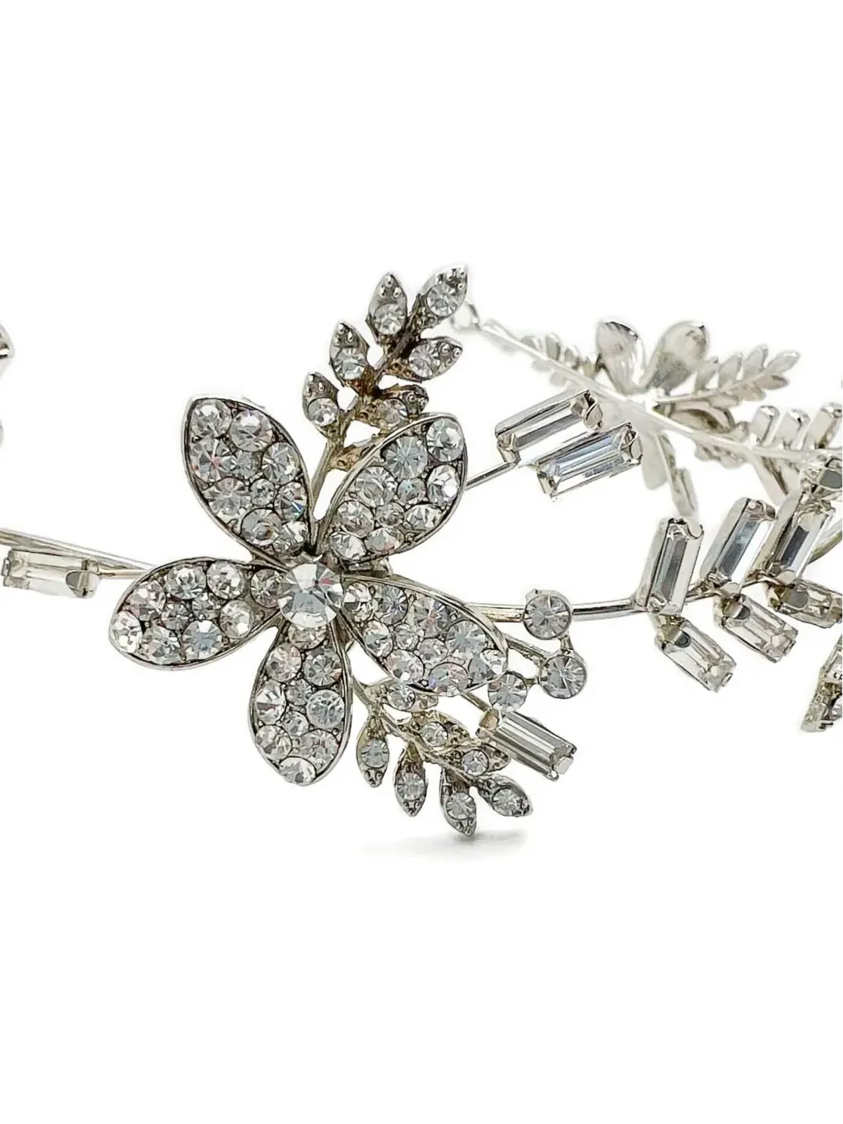 Jennifer Gibson Jewellery 1990年代 花柄クリスタル ティアラ - シルバー - 画像3
