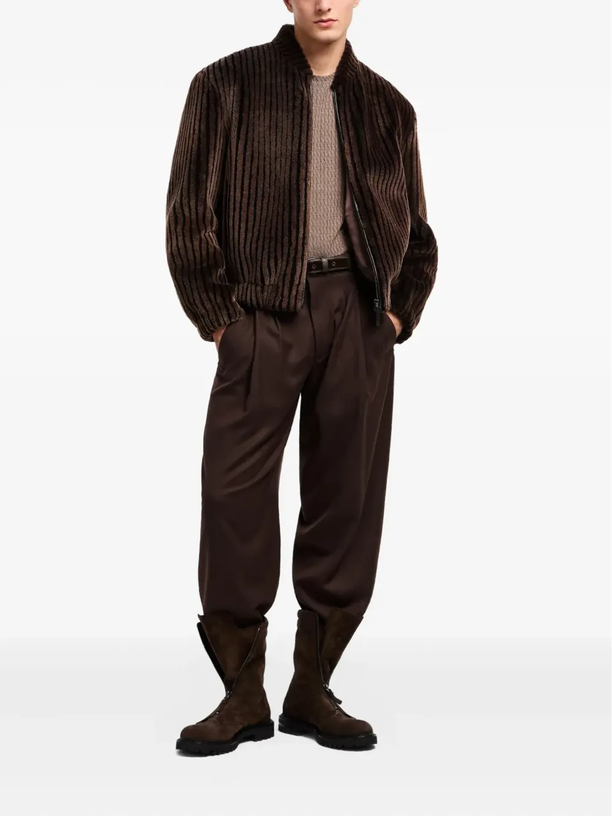 Giorgio Armani プリーツフロント ウールパンツ - 画像2