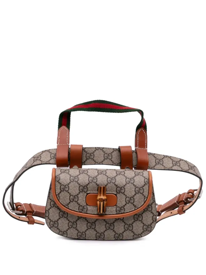 Gucci Pre-Owned Gucci Vintage ミニGGスプリーム ウェブ バンブー1947 ベルトバッグ - ブラウンの商品画像